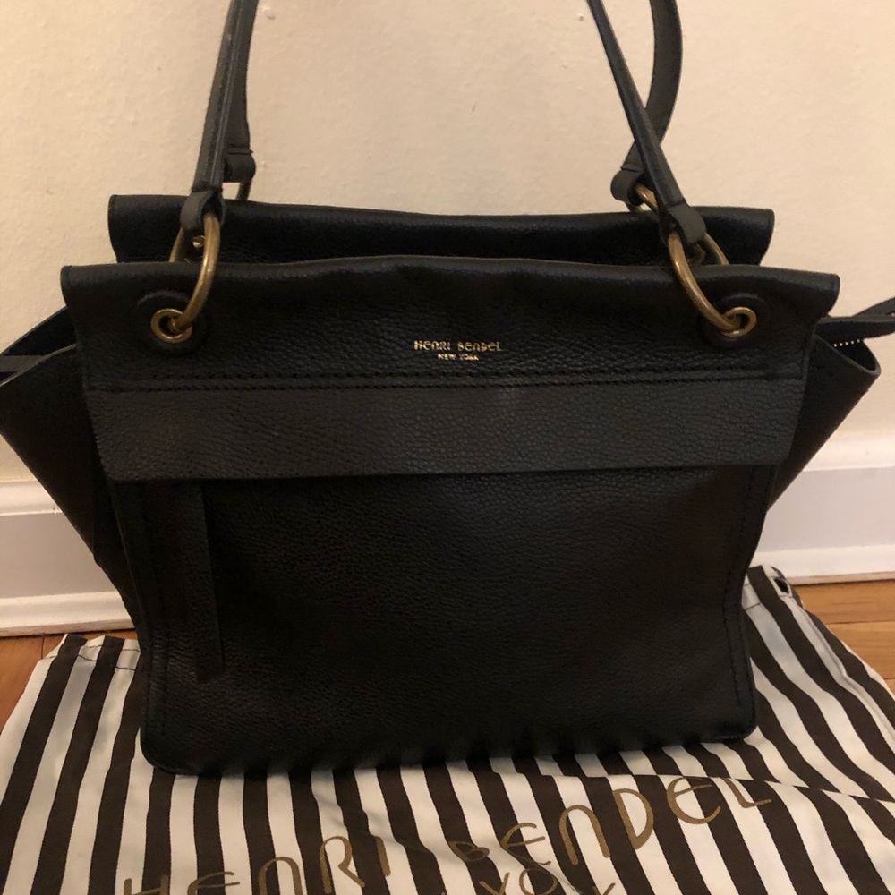 Henri Bendel black leather handbag